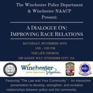 Improving Race Relations forum will be held Saturday near Stephens City. 