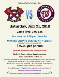 Braves vs. Nationals - Bus ride to the game! @ Warren County Community Center
