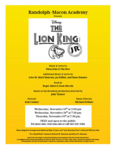 Disney's The Lion King JR. @ RMA Melton Memorial Gymnasium