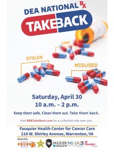DEA Drug Take Back Day - Fauquier County @ Cancer Center Parking Lot