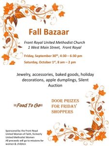 Fall Bazaar @ FRUMC Fellowship Hall